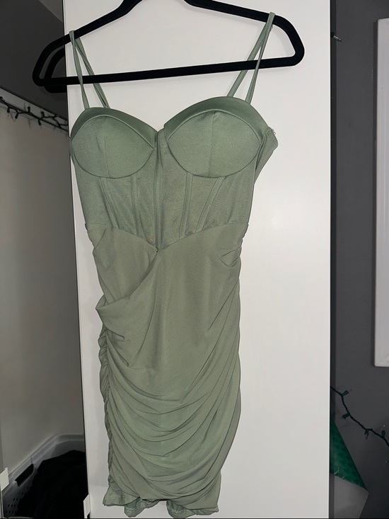 SHEIN Dresses & Skirts - SHEIN Sage Green Ruched Midi Dress with Bustier Straps